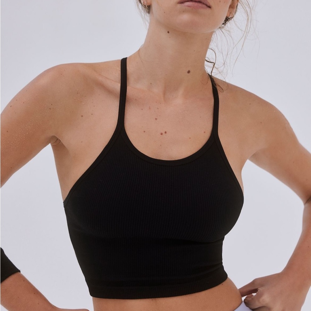 NWOT FP Movement by Free People x CLASS Happiness Runs Crop Tank in Black M/L